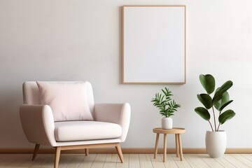 Modern Aesthetic Interior Design with Small Blank Poster Created with Generative AI