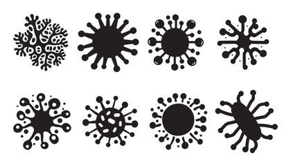 Set of bacteria, superbugs and viruses icons isolated. Vector illustration