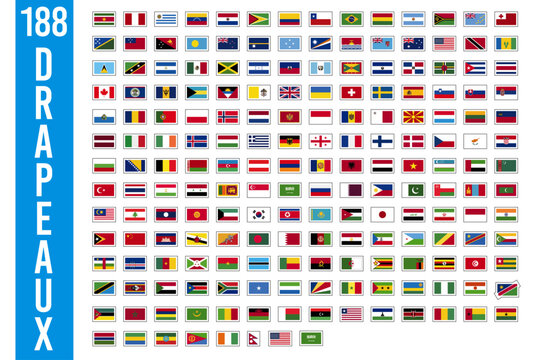 188 drapeaux monde contour