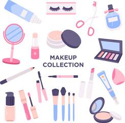 set of cosmetics makeup collection