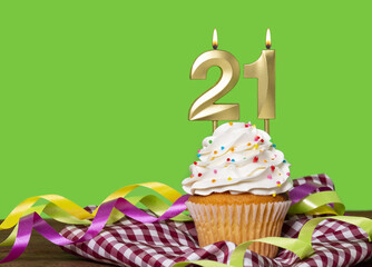 Birthday Cake With Candle Number 21