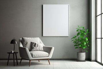 Modern Aesthetic Interior Design with Small Blank Poster Created with Generative AI