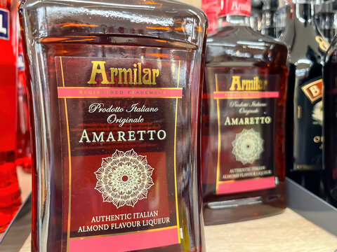 Armilar Amaretto Authentic Italian Almond Flavor Liqueur Bottles on the Shelf