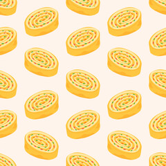 Tamagoyaki - the Japanese rolled omelet.Egg roll. Vector illustration