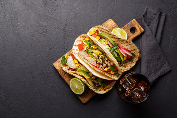 Mexican food featuring tacos