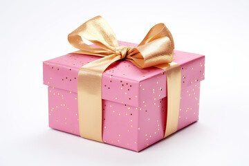 Fototapeta premium Christmas gift with a golden bow, festive background 