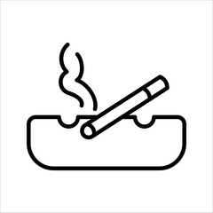 Ashtray Icon, Cigarette Ashtray Vector Art Illustration on white background	