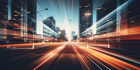 Smart City Infrastructure with Speedy Light Network - obrazy, fototapety, plakaty