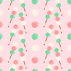 Japanese Dango dessert with 3 different colors. Dango vector illustration on white background. Vector illustration