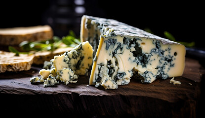 Obraz na płótnie Canvas Slice blue food dairy cheese mold french