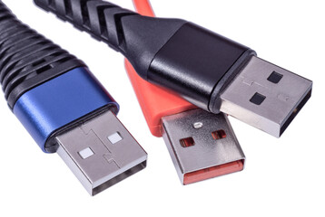 USB plugs on a white background