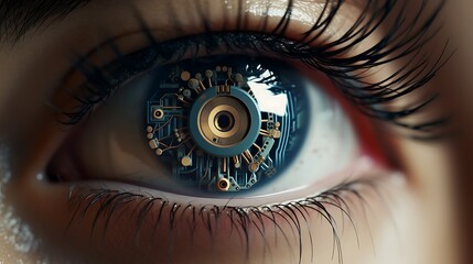 a tech features eye embedded in the iris, AI Generative