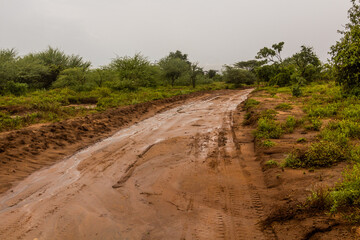 Muddy road in Omo valley, Ethiopia