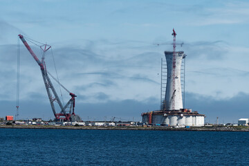 Fototapeta premium A gravity-based oil and gas platform under construction, Newfoundland and Labrador, Canada.
