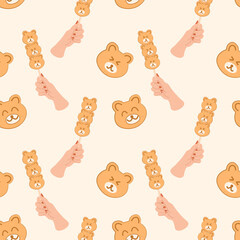 Pattern Cute bear Japanese Dango dessert Dango vector illustration on white background.