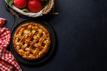 Delicious Apple Pie with Fresh Red Apples