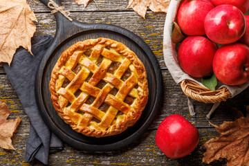 Delicious Apple Pie with Fresh Red Apples