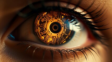 a tech features eye embedded in the iris, AI Generative