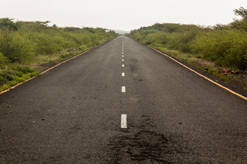 Paved road between Turmi and Omorate in Omo valley, Ethiopia