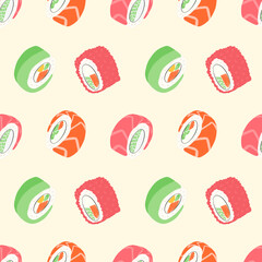 Sushi Japanese Food Fresh Salmon Fish Nigiri Vector Illustration Cartoon isolated on white background. Vector illustration