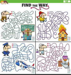 find the way maze games set with people and their occupations