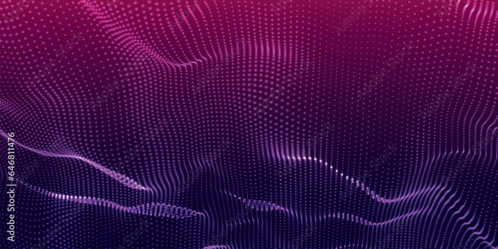 Poster abstract digital particle wave. futuristic dotted wave. technology background vector. vector illustr