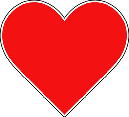 Red Heart shape with white and black contour. Icon image. Social media icon. EPS 10