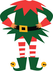 happy merry christmas elf character green christmas background with christmas tree Elf Stock Vector