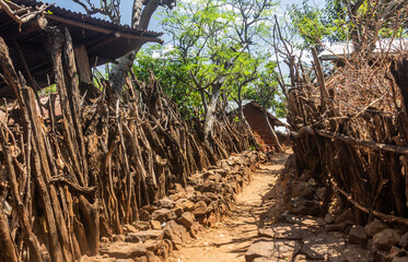 Street in a traditional Konso village, Ethiopia