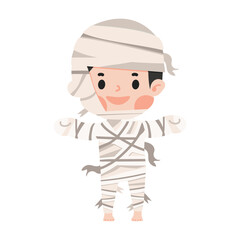Cute kid Halloween in mummy costume
