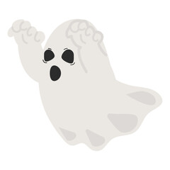 Scary halloween ghost  cartoon doodle