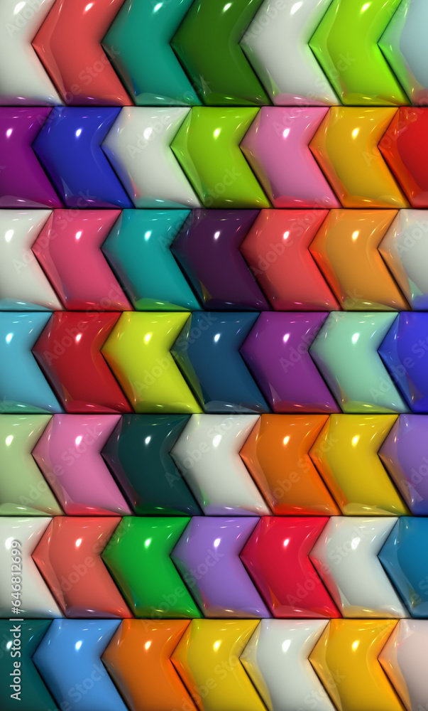 Poster background with colorful inflated figures, 3d rendering illustration