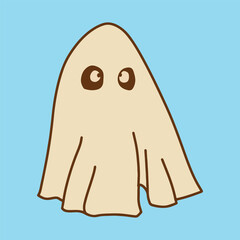Retro Ghost Halloween t-shirt design. Cute cartoon. vintage vector illustration