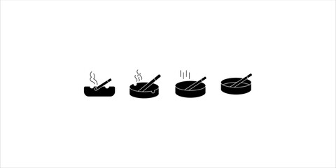 Ashtray Icon set, Cigarette Ashtray Vector Art Illustration on white background	
