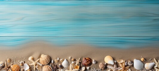 Obraz na płótnie Canvas seashells on the beach sea sand summer, ai