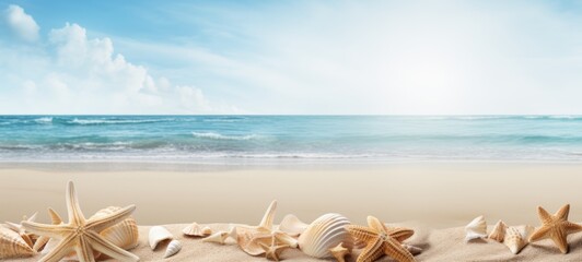 Fototapeta na wymiar seashells on the beach sea sand summer, ai