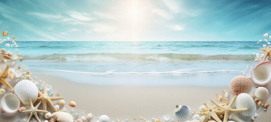 seashells on the beach sea sand summer, ai