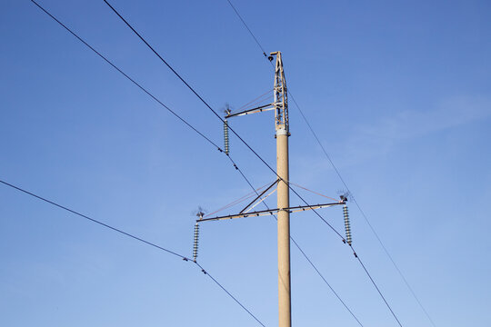 Photo of an electric line, high-voltage electricity.