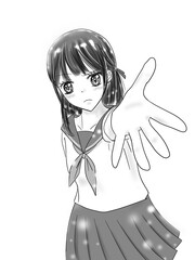 手を差し伸べる少女漫画風の女性