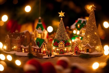 Enchanting Christmas Village Sets A Miniature Wonderland. AI Generated. - obrazy, fototapety, plakaty