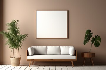 Modern Aesthetic Interior Design with Small Blank Poster Created with Generative AI