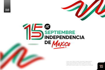 Obraz premium Mexico independence day logotype september 16th with flag background