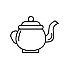 Teapot line icon. Ceramic tea pot thin vector icon flat illustration on white background..eps