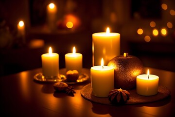 Embrace the Warmth Nutmeg Scented Candles for a Cozy Atmosphere. AI Generated.