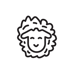 Sheep head line icon, cartoon style sheep icon fla t illustration on white background..eps