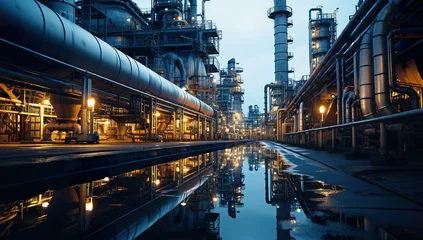 Foto op Plexiglas Oil and gas refinery, large pipelines for transportation © Dina Studio