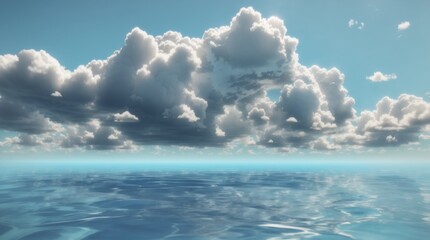 Cloud and water surface, 3d rendering generated Ai