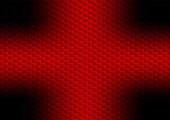 Abstract background image in red and black tones. The hexagons are connected to form a honeycomb. futuristic design illustration for web, brochure, print.
