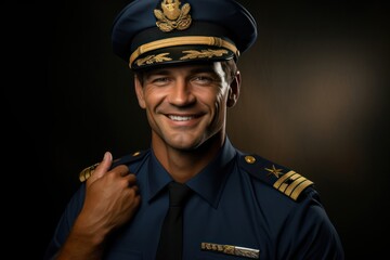 Obraz premium Caucasian Male Airline Pilot Background Scene Captivating Generative AI