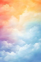 Couverture de livre nuages aux couleurs arc-en-ciel » IA générative - obrazy, fototapety, plakaty